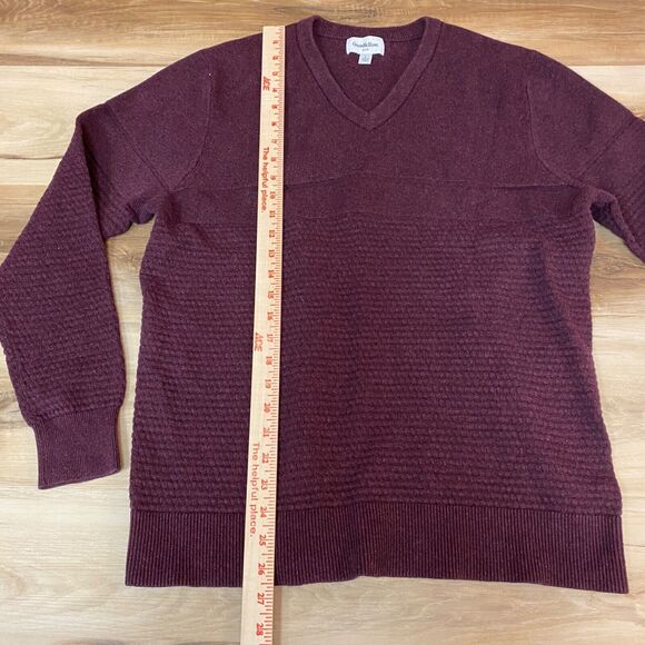 Goodfellow Sweater Mens Large Brick Red V Neck Textured Knit Cotton Blend - Picture 5 of 9